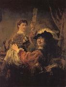 Guido Reni Frohliches Paar.Sogenanntes Selbstbildnis mit Saskia oil painting